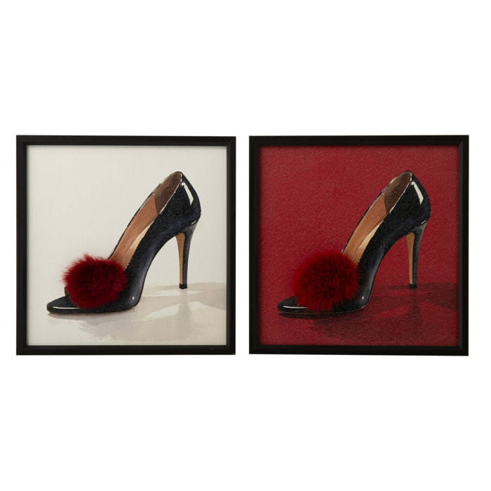 J-Line tableaux stiletto - MDF - rouge/noir - assortiment de 2