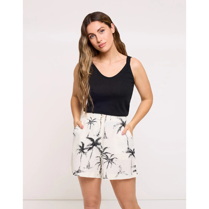Bermuda Estampado Palmeras Blanco - Blaso