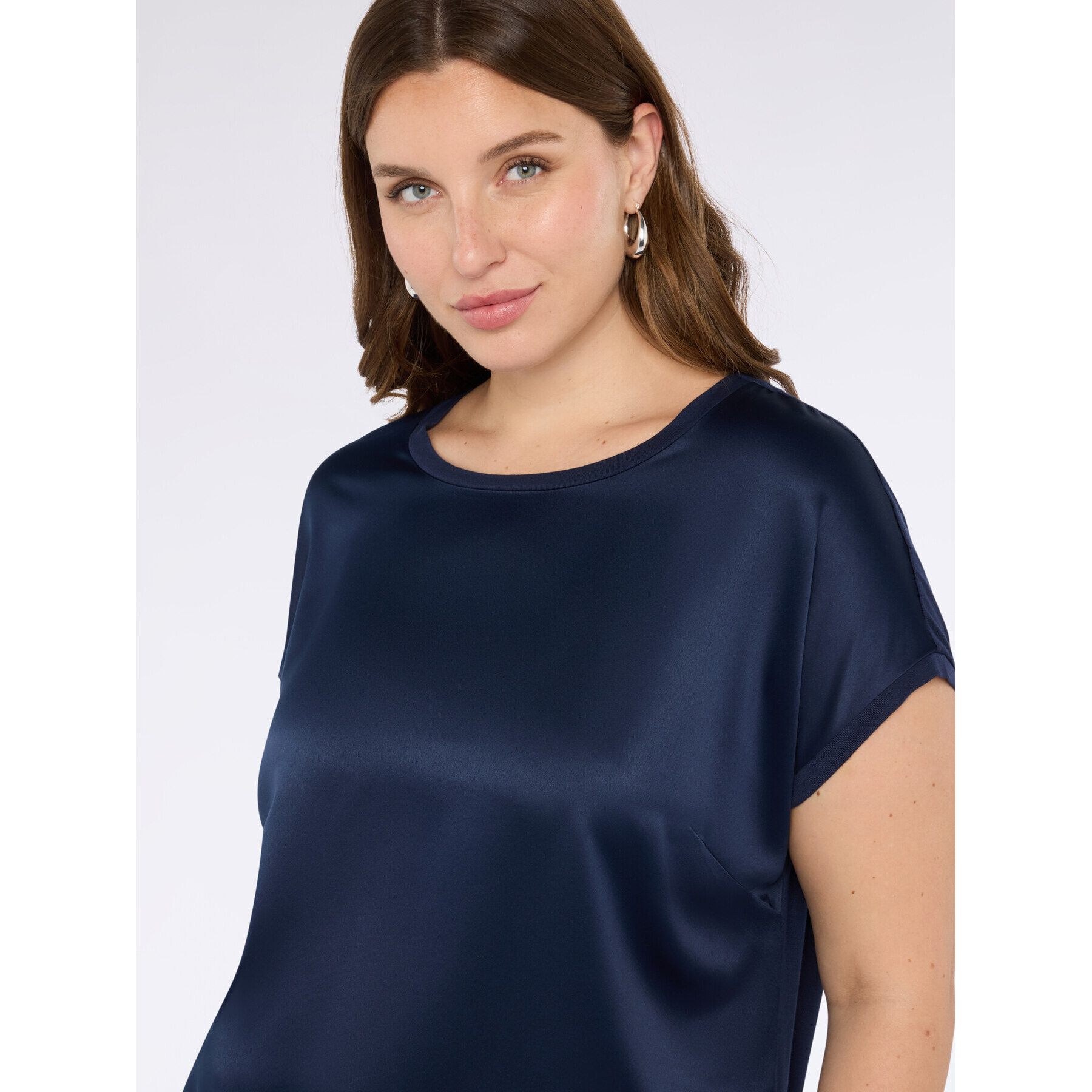 Fiorella Rubino - Camiseta bimatérica con cuello redondo - Azul