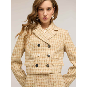 Motivi - Giacca corta doppiopetto in bouclé - Beige