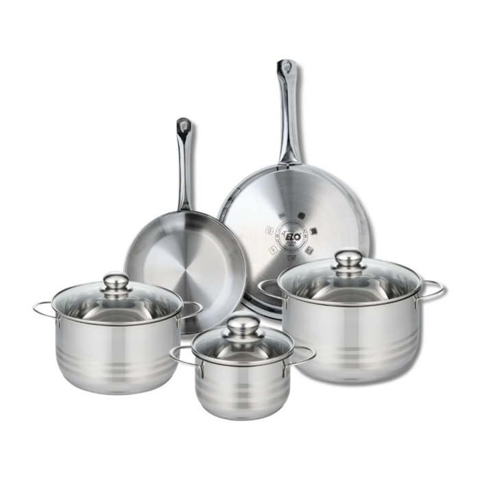 Ensemble de 2 Poêles de cuisson 24 et 28 cm et 3 faitouts 16, 20 et 24 cm Elo Profi Brillant