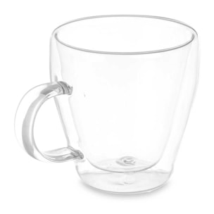 PACK 6 TAZAS DESAYUNO BOROSILICATO doble pared 270 ML