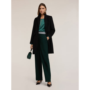 Motivi - Pantalones palazzo con cinturón a rayas - Verde