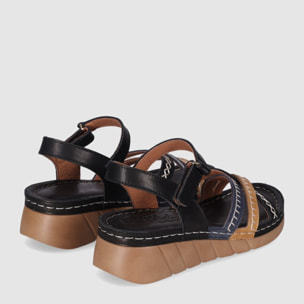 Sandalias de Piel - Negro - Tacón: 3 cm