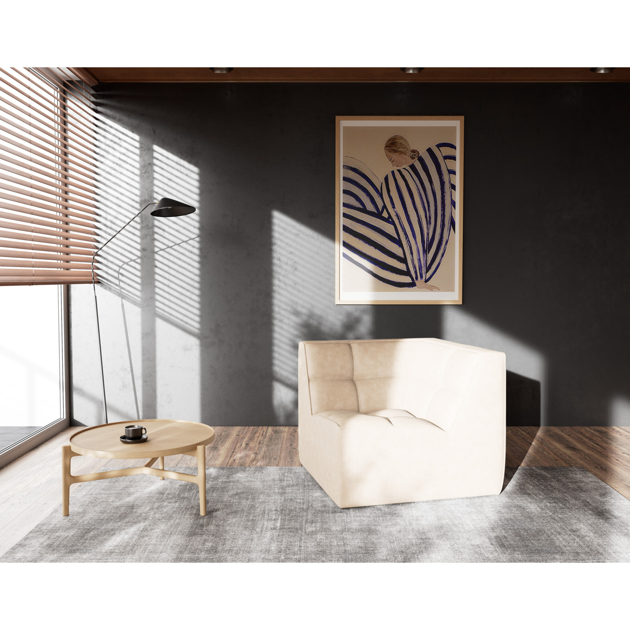 Alya - module d'angle en simili - Beige