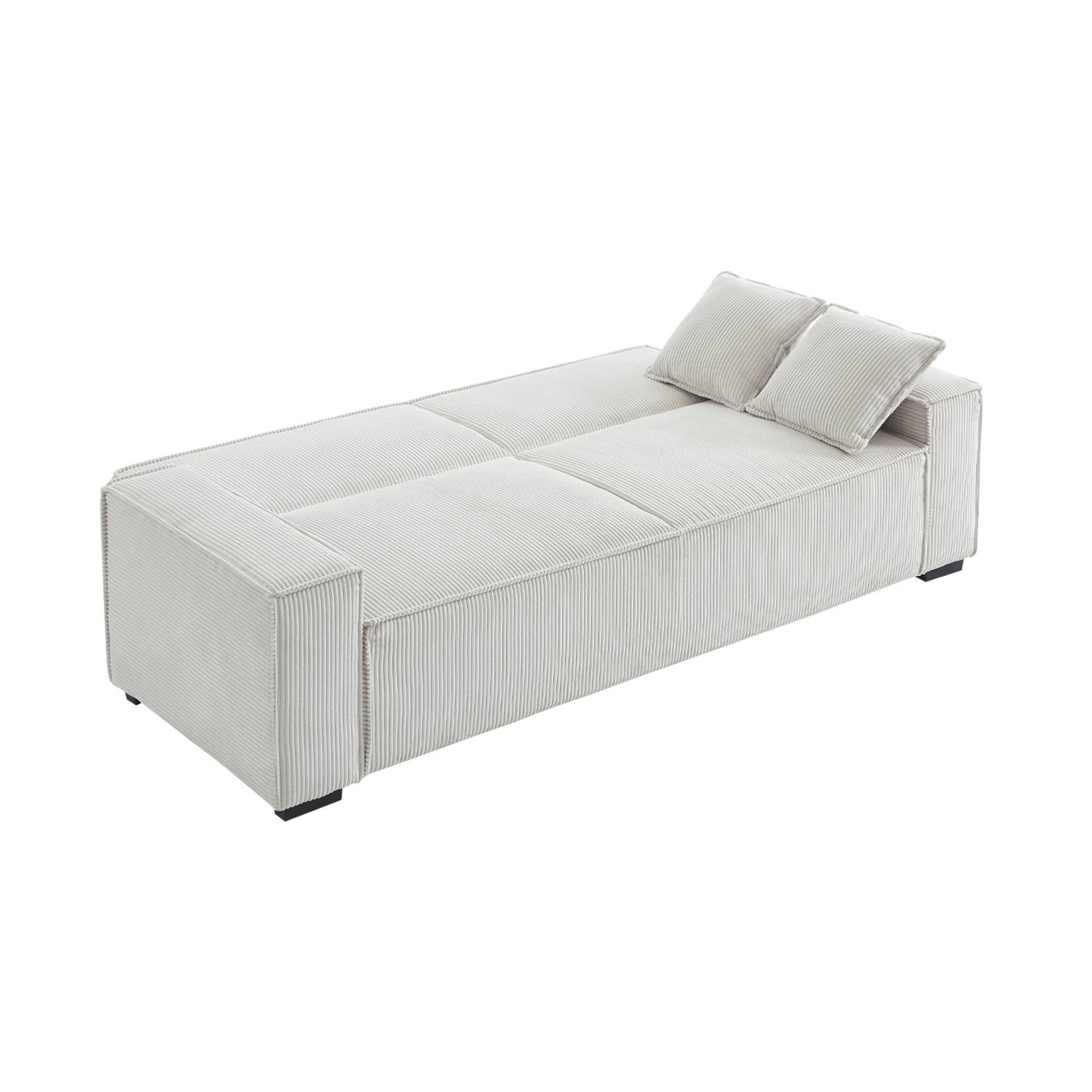 Canapé convertible 3 places blanc crème velours côtelé L 231 x P 96.5 x H 80cm