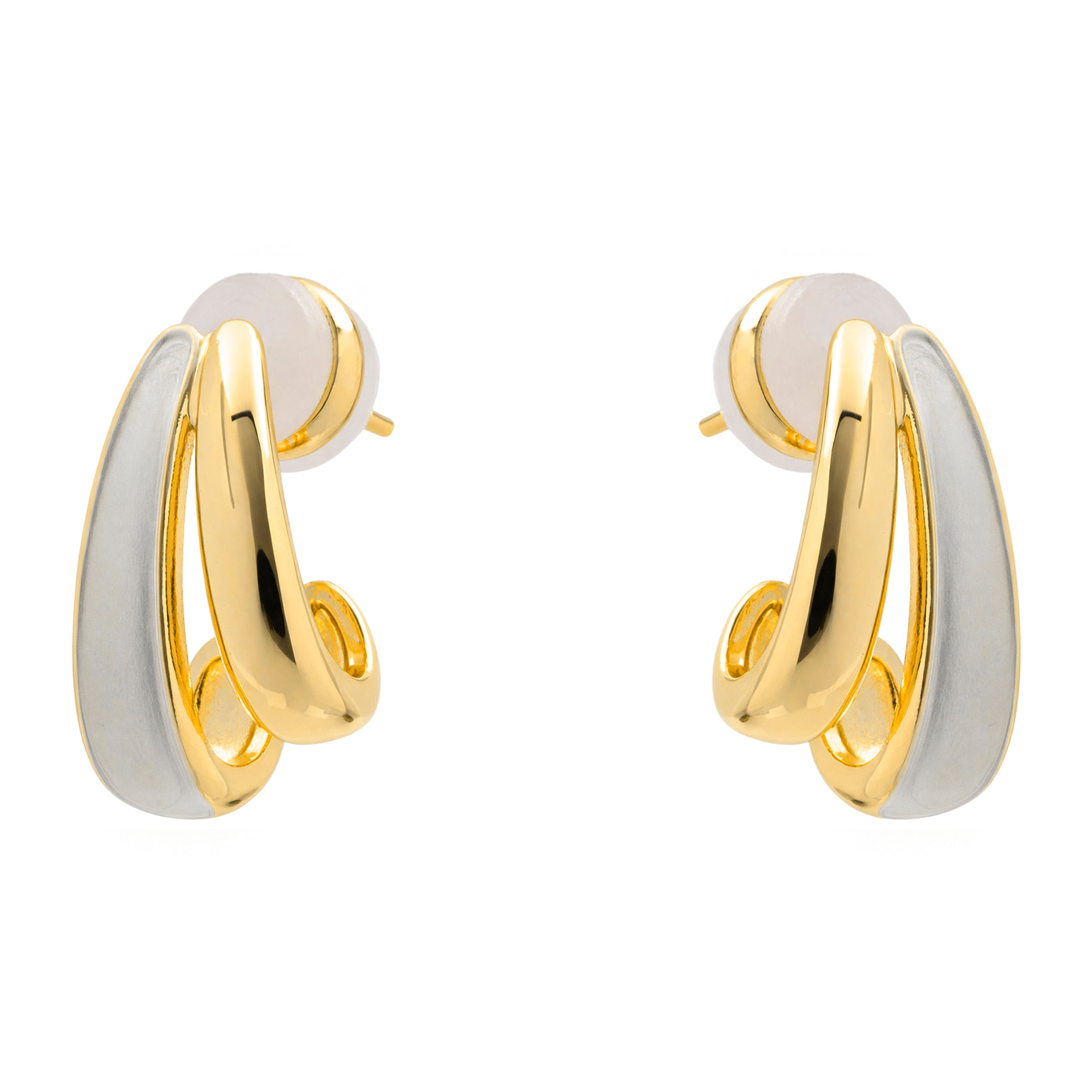 Pendientes de Lacado Blanco acabado en oro amarillo de 18k