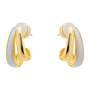 Pendientes de Lacado Blanco acabado en oro amarillo de 18k