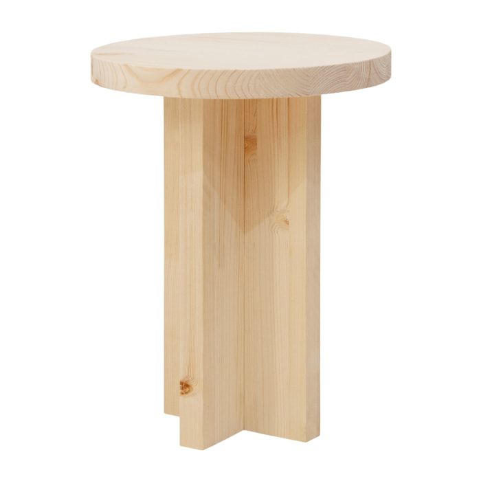 Taburete de madera maciza en tono natural de 45x35cm Alto: 45 Largo: 35 Ancho: 35