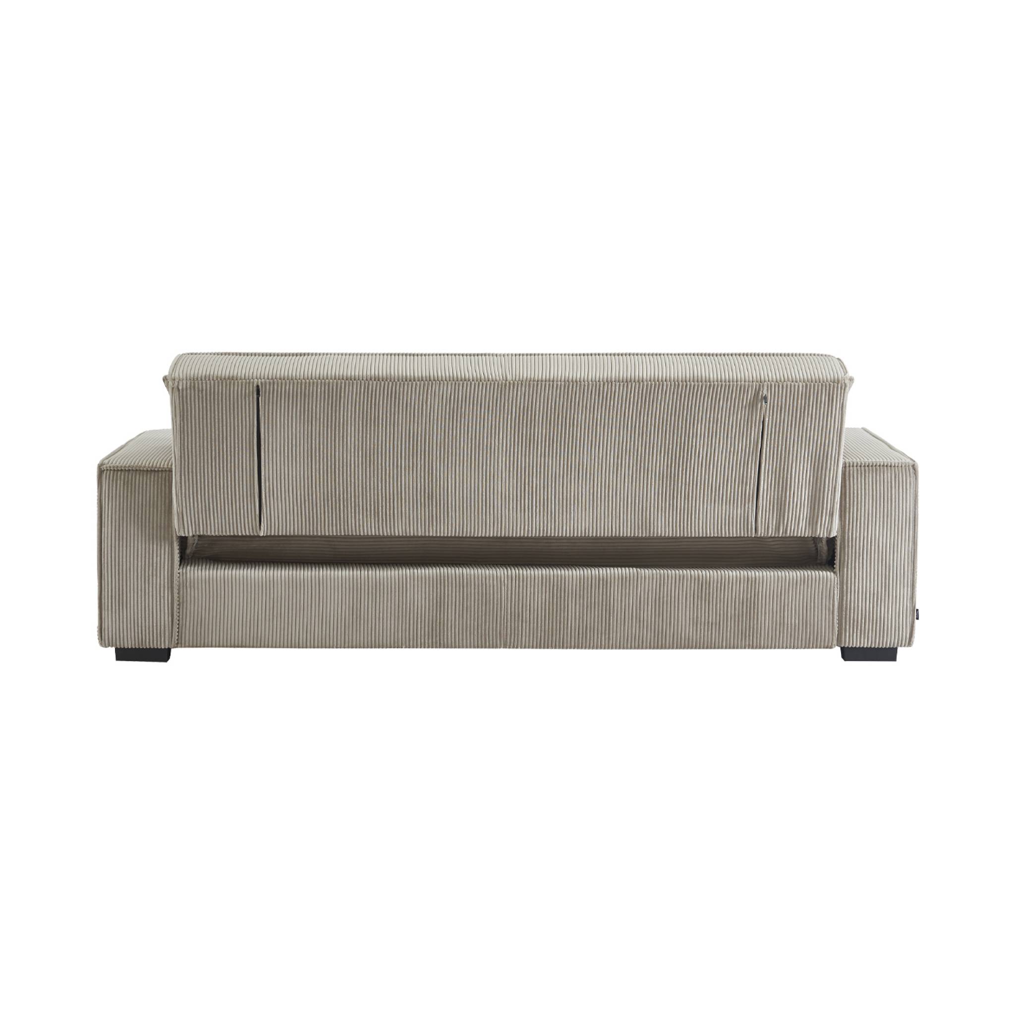 Canapé convertible 3 places beige velours côtelé L 231 x P 96.5 x H 80cm