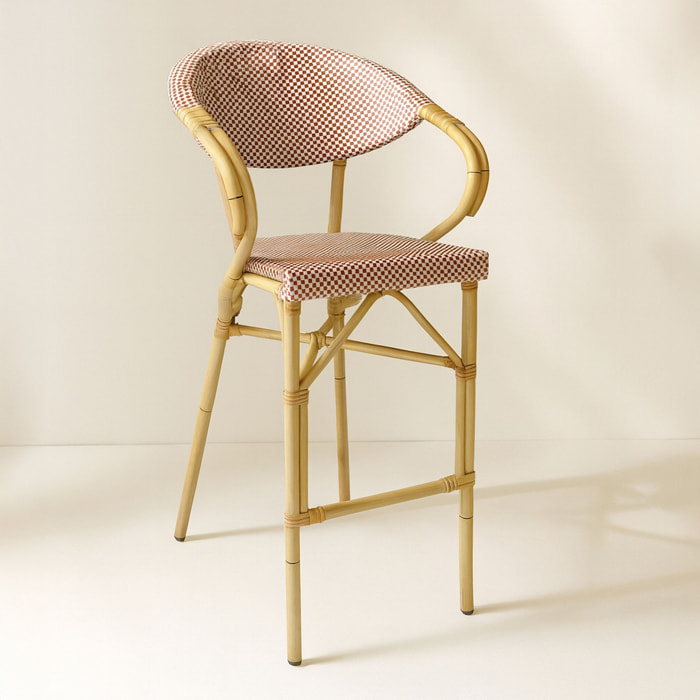 Lot de 2 fauteuils de bar extérieur en textilène rouge AMALFI