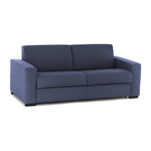 Divano Letto Algisa, Divano a 2 posti Large, 100% Made in Italy, Sofà Soggiorno con apertura girevole, in tessuto imbottito, con Braccioli slim, Cm 180x95h90, Blu