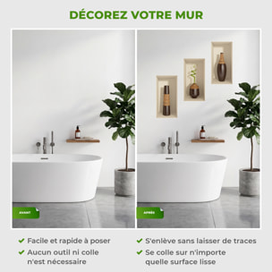 Stickers muraux 3D | Sticker Mural Autocollant effet 3D bambou - Stickers adhésifs 3D Chambre Salon Trompe l'oeil