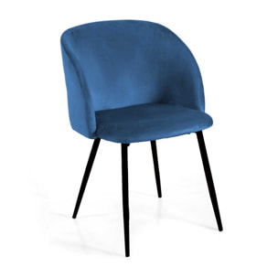 Poltrona Ruby Vacchetti in velluto blu con struttura nera cm56,5x54h81