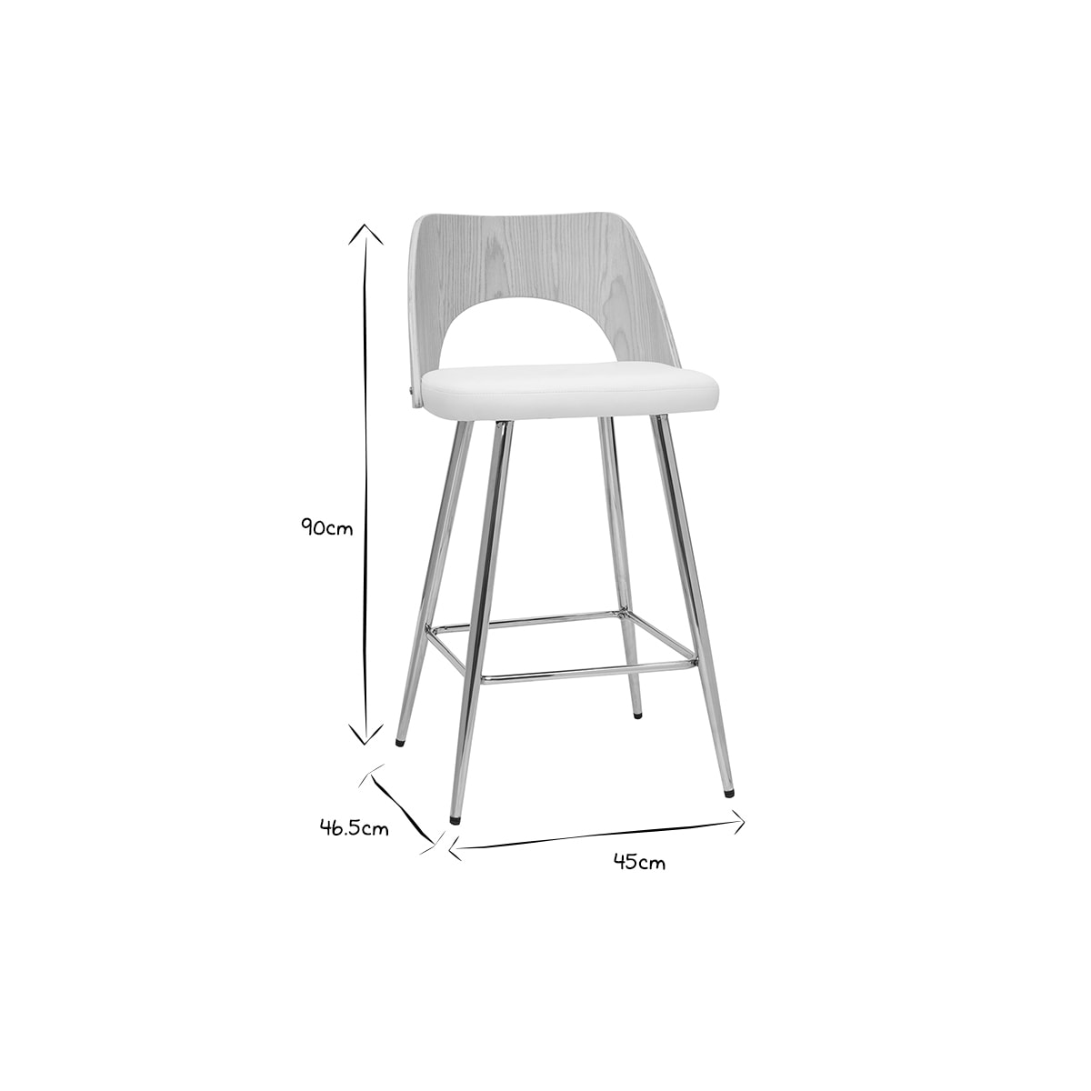 Tabourets de bar design bois et blanc H66.5 (lot de 2) FALCOM