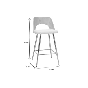 Tabourets de bar design bois et blanc H66.5 (lot de 2) FALCOM