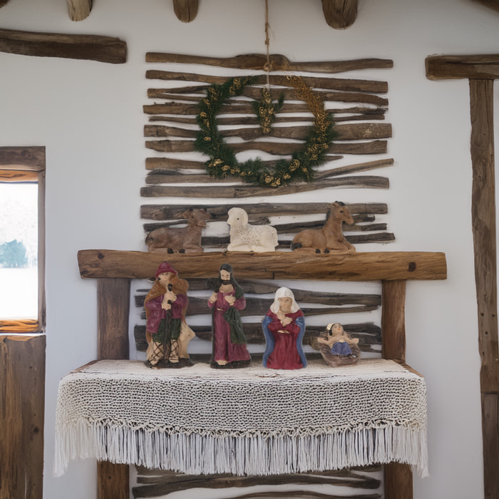 Set de 7 figuritas para belén con detalles realistas y tamaños variados