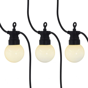 Catena in plastica da 5m con 10 lampadine a luce bianco caldo opaco