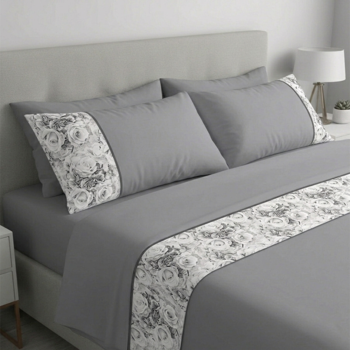 Completo letto Armonie IPERSAN Puro Cotone Classic Elegance Grigio