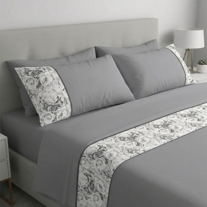 Completo letto Armonie IPERSAN Puro Cotone Classic Elegance Grigio