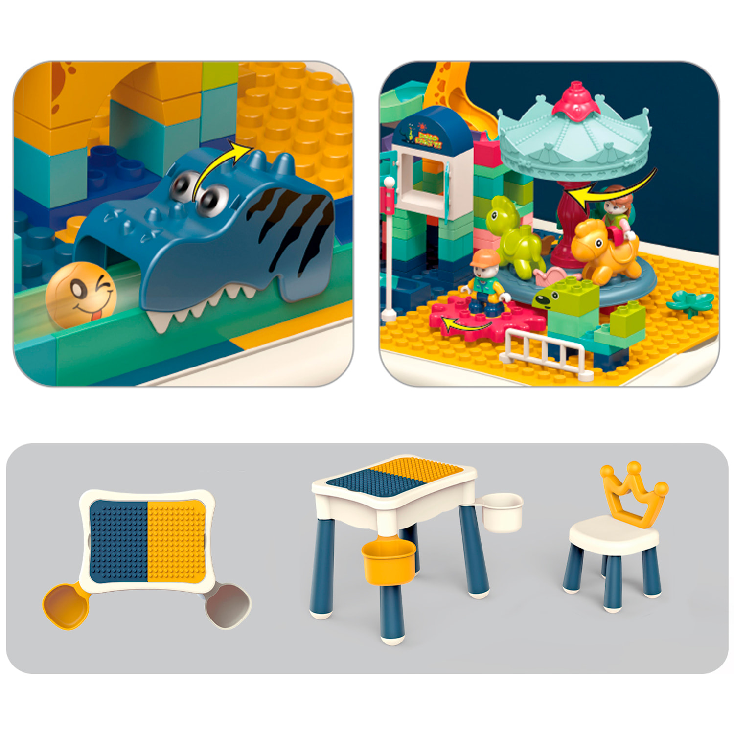 Tavolo Educativo con Blocchi da Costruzione. 209 pezzi.