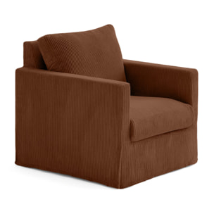 Serena - fauteuil déhoussable en velours côtelé - Terracotta