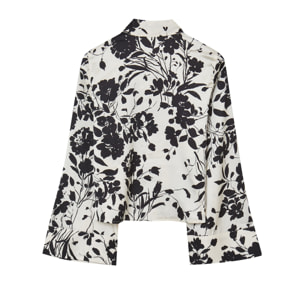 Camicia kimono in raso fantasia