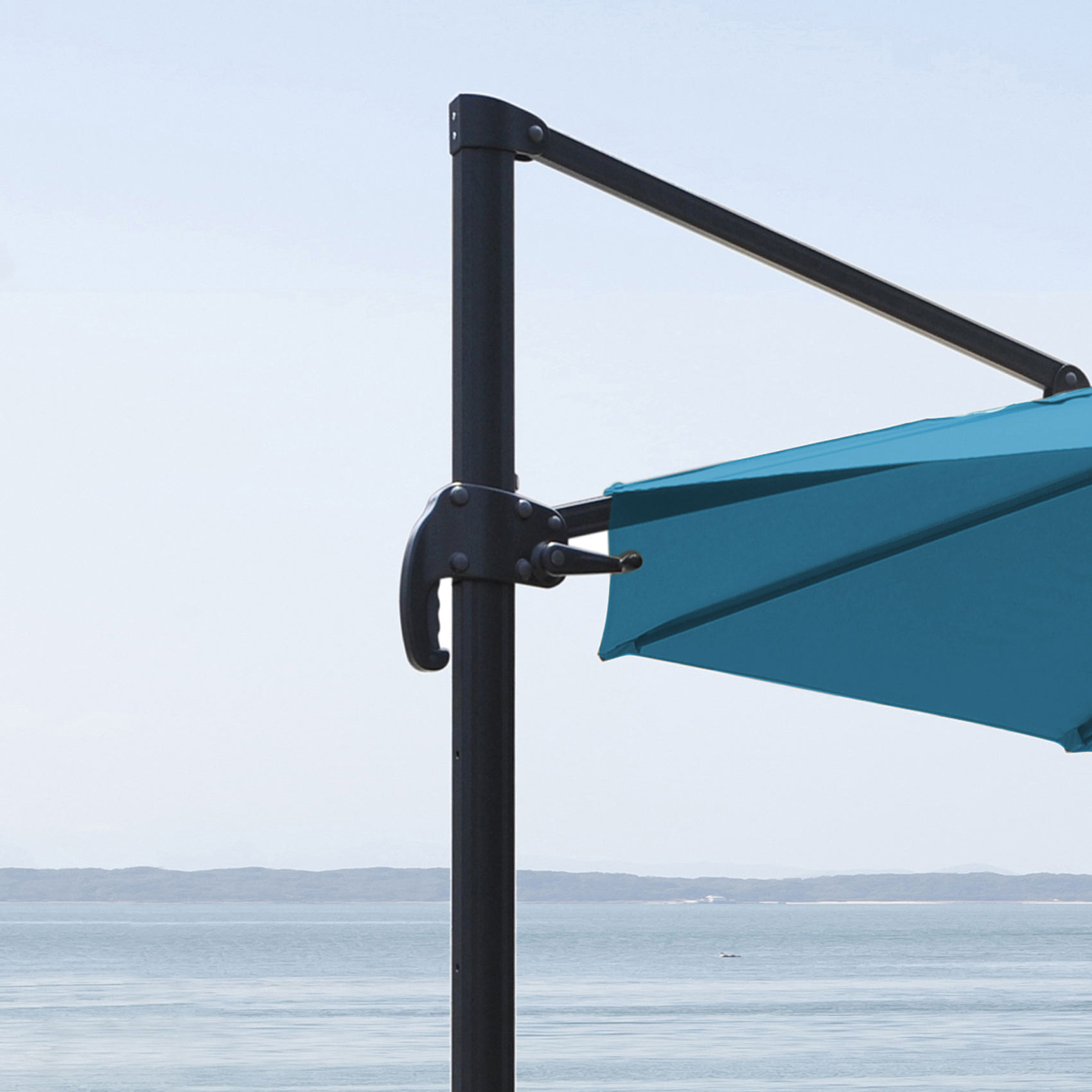 Parasol déporté rond - Bleu Canard