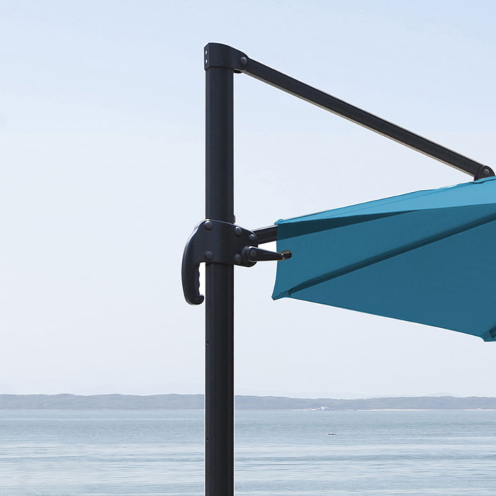 Parasol déporté rond - Bleu Canard