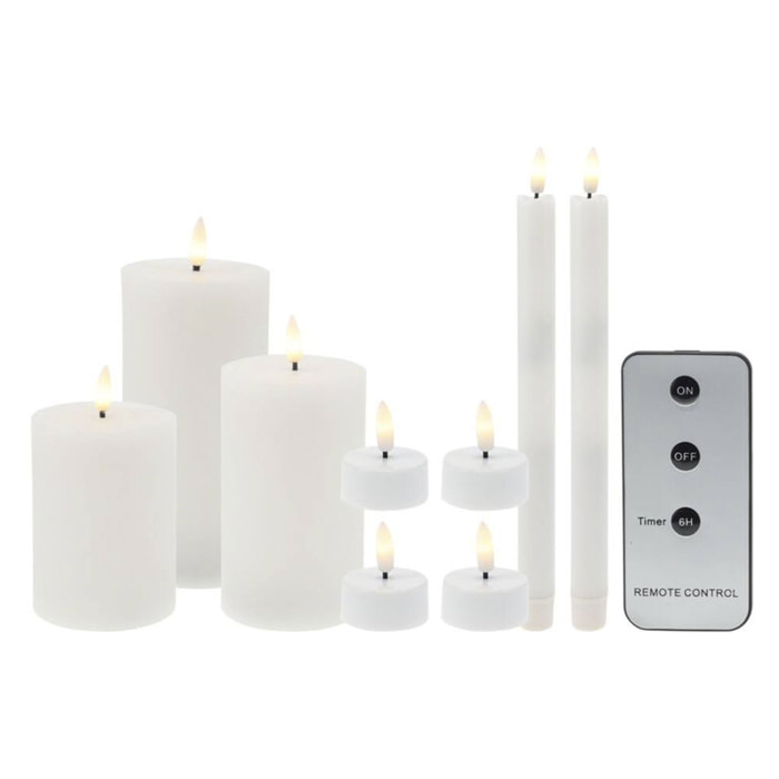 juego de 9 velas led de tamaños diferentes con control remoto