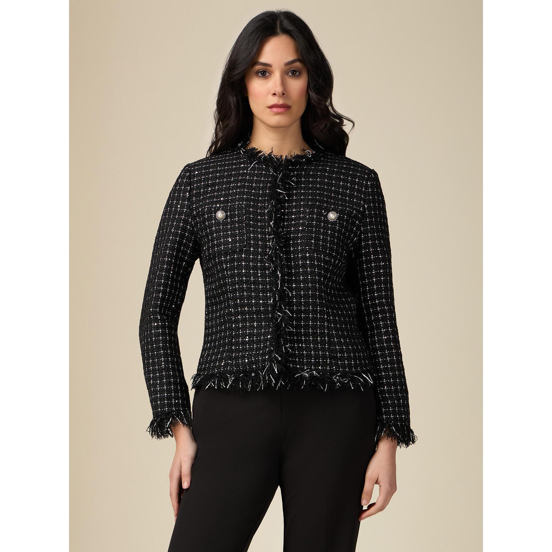 Oltre - Chaqueta boxy de tweed - Negro