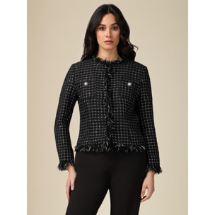 Oltre - Chaqueta boxy de tweed - Negro