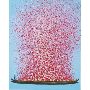 Tableau Touched fleurs pirogue bleu et rose Kare Design