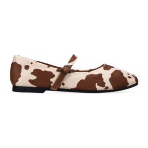 Bailarinas planas con estampado de vaca