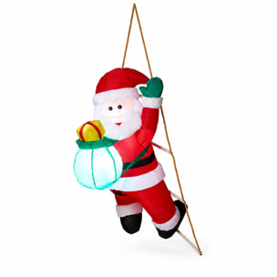 Papá noel hinchable con escalera de cuerda y regalo luminoso, 45x65x122 cm, decoración navideña para exterior e interior con luces led
