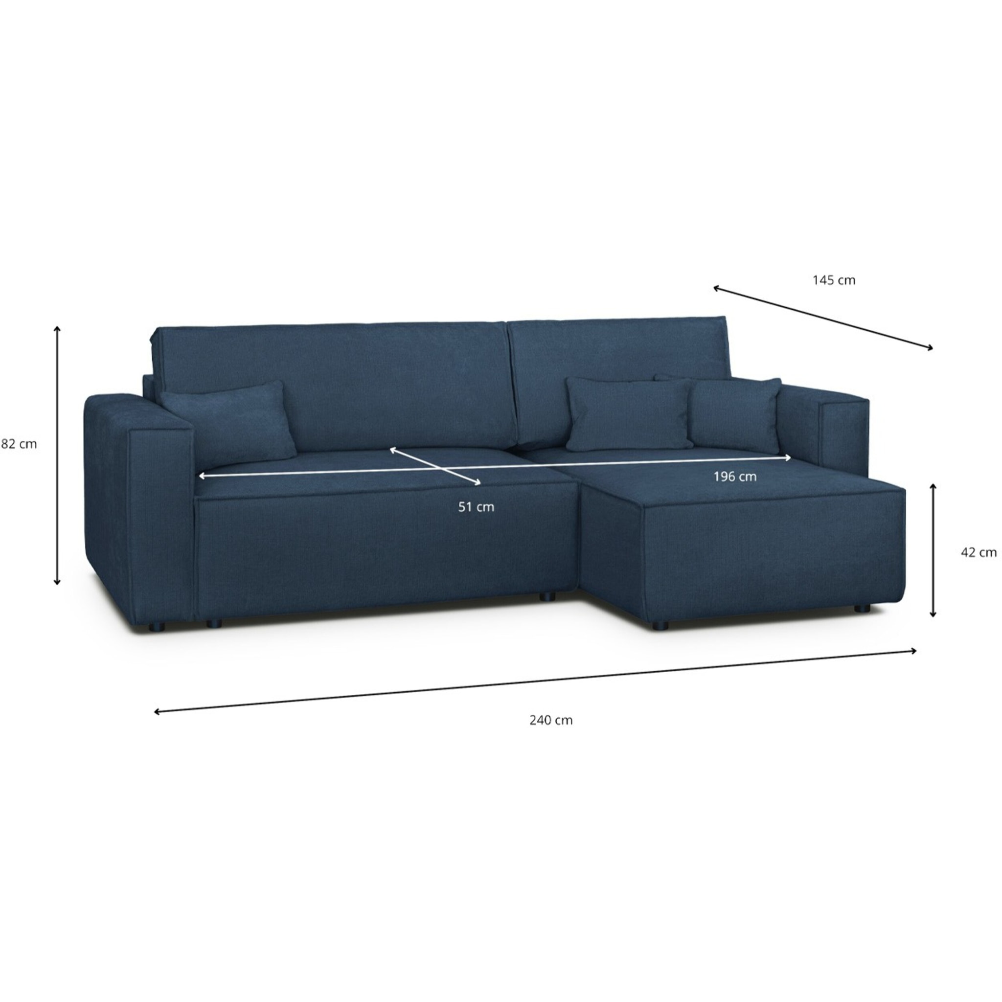 Canapé d'angle convertible 4 places en tissu chenille - LIVIA