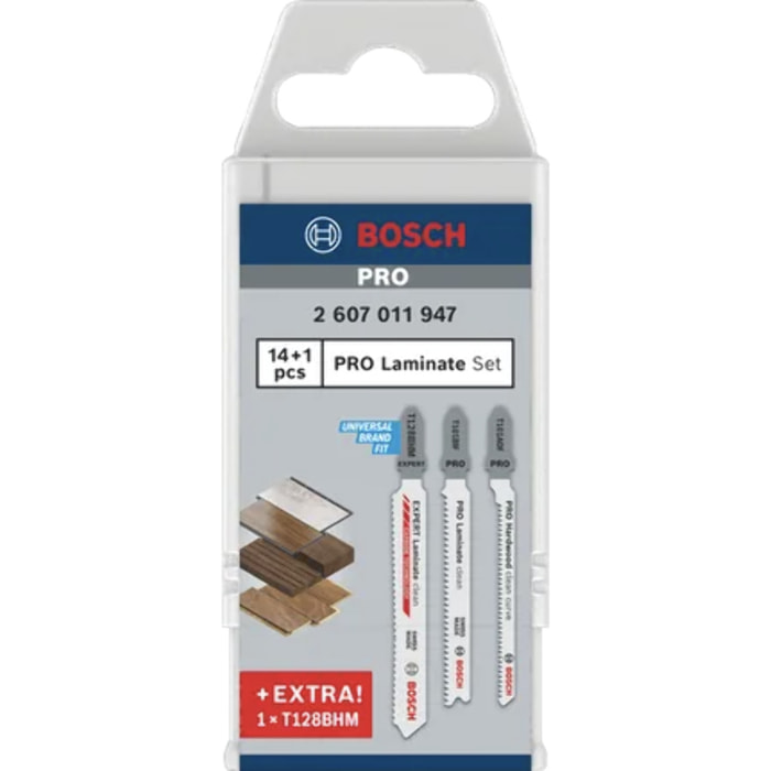 Jeu de lames de scie sauteuse PRO pour stratifié, 15 pièces - BOSCH - 2607011947