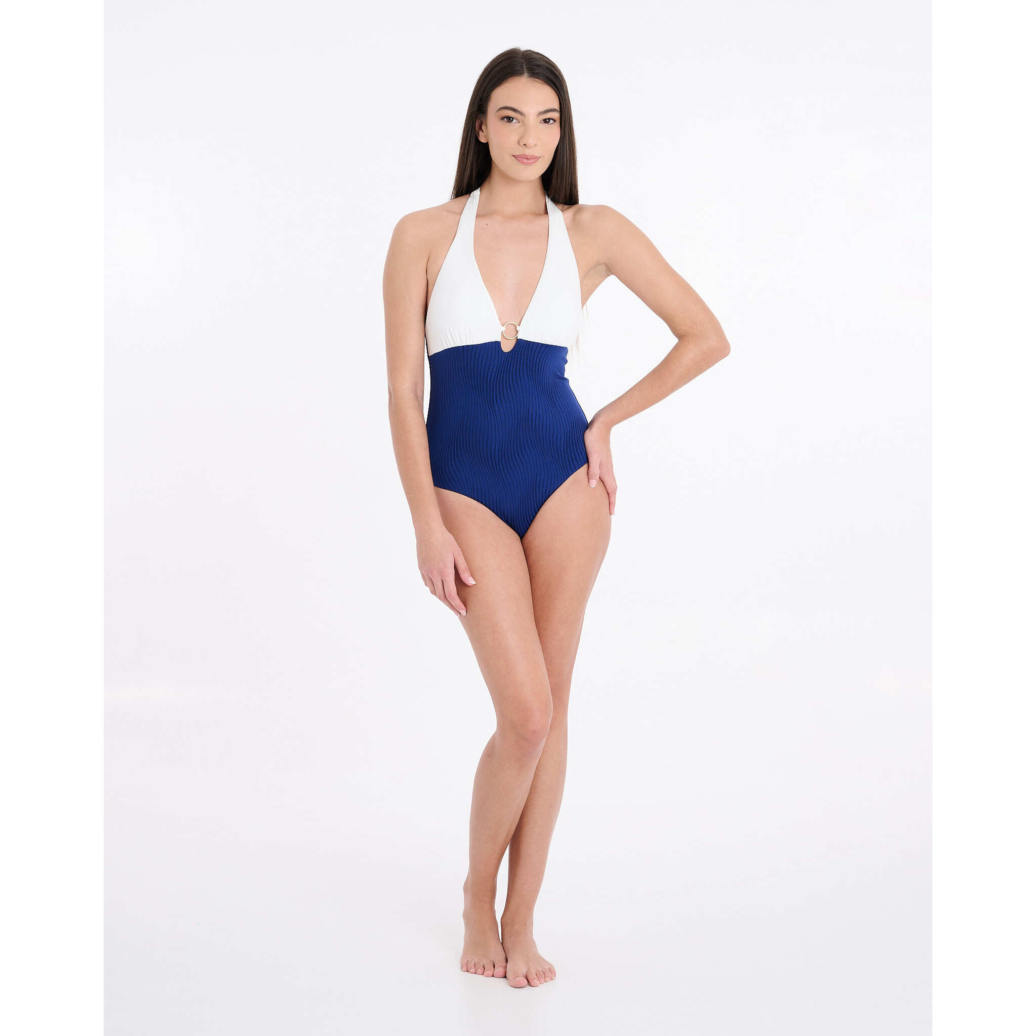 Bañador 1 pz bicolor detalle arandela