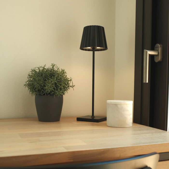 FORLIGHT NIGHT Lámpara de mesa LED. Inalámbrica, portátil y recargable. IP54 Interior y exterior.Carga USB. Ideal terrazas.Color Negro