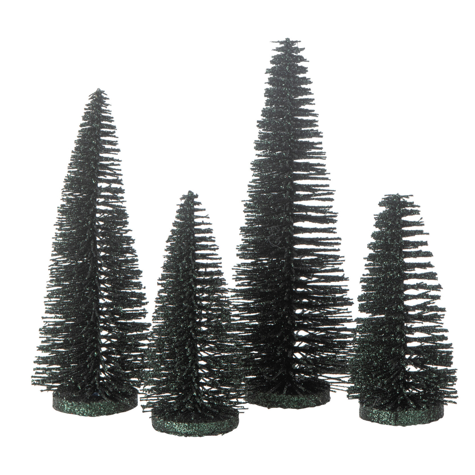 J-Line décoration Sapin de Noël Paillettes - plastique - vert foncé - boîte de 4