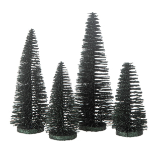 J-Line décoration Sapin de Noël Paillettes - plastique - vert foncé - boîte de 4