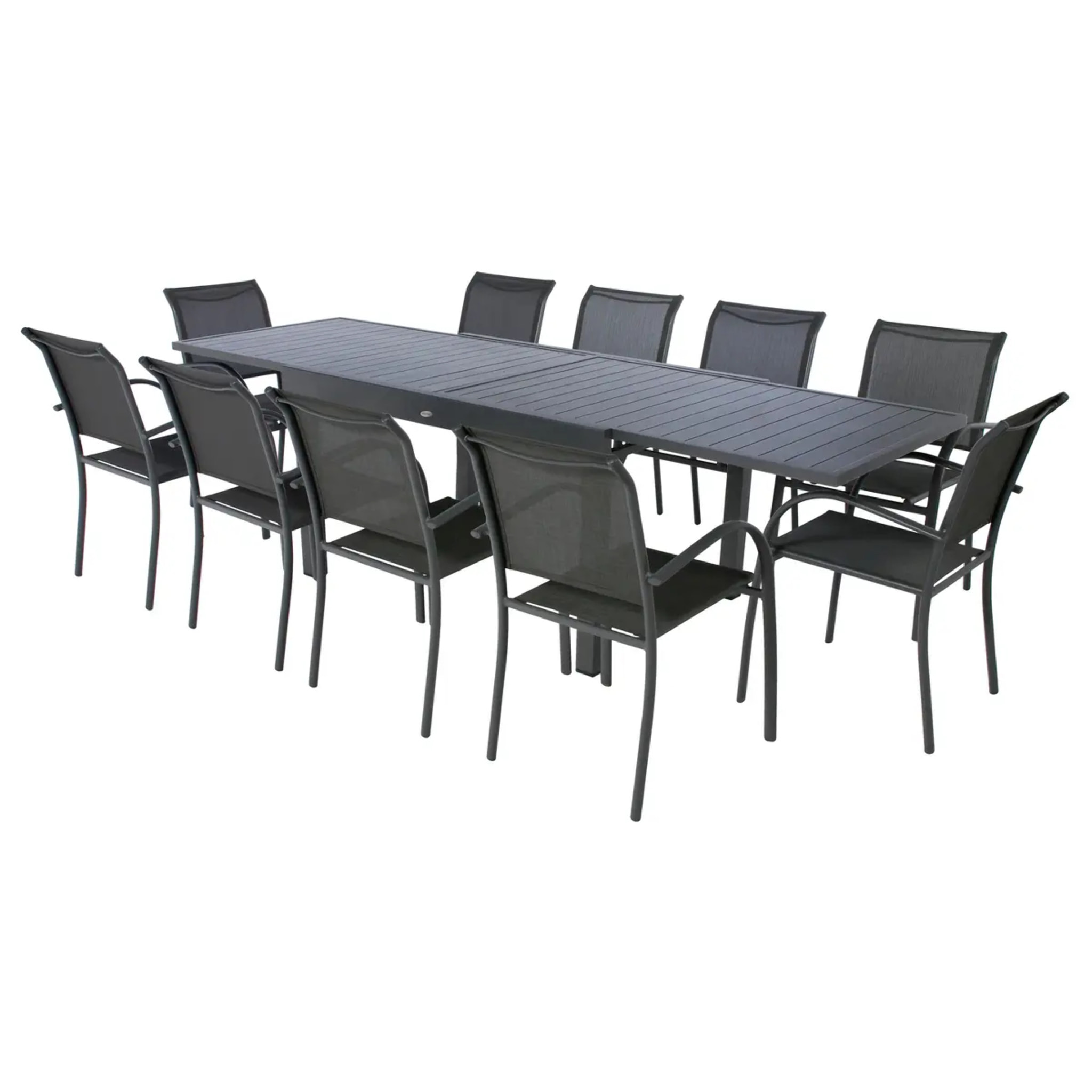 Table de jardin extensible "Piazza" graphite 10 places en aluminium traité époxy