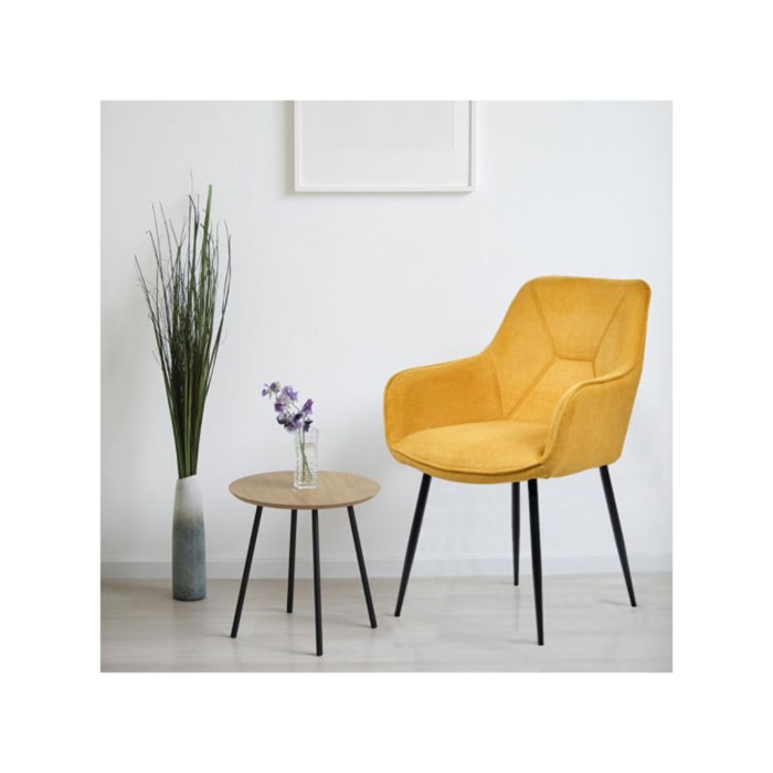 Chaise en tissu avec accoudoirs et pieds métal noir - MIKI