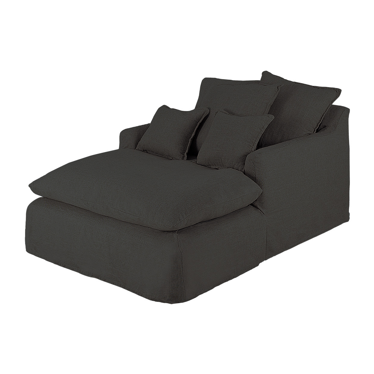 Fauteuil en coton et lin couleur bleu de 115x170cm Hauteur: 73 Longueur: 170 Largeur: 115