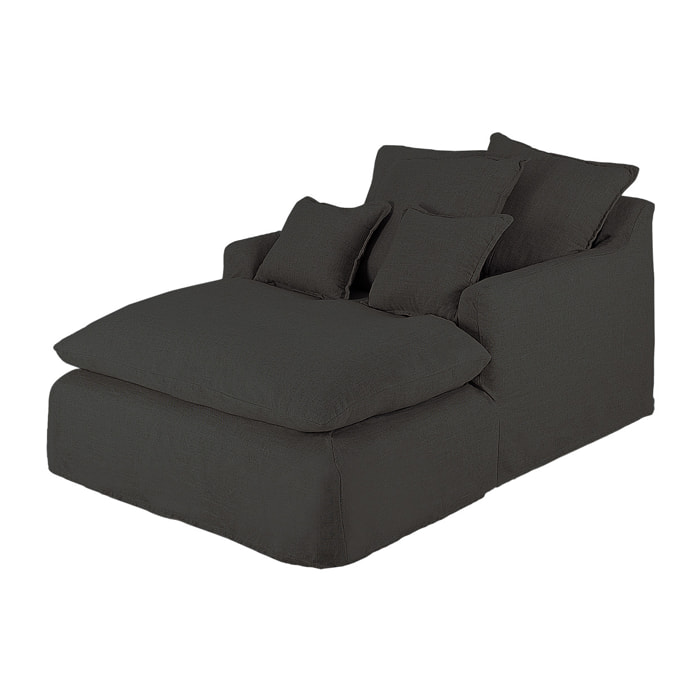 Fauteuil en coton et lin couleur bleu de 115x170cm Hauteur: 73 Longueur: 170 Largeur: 115