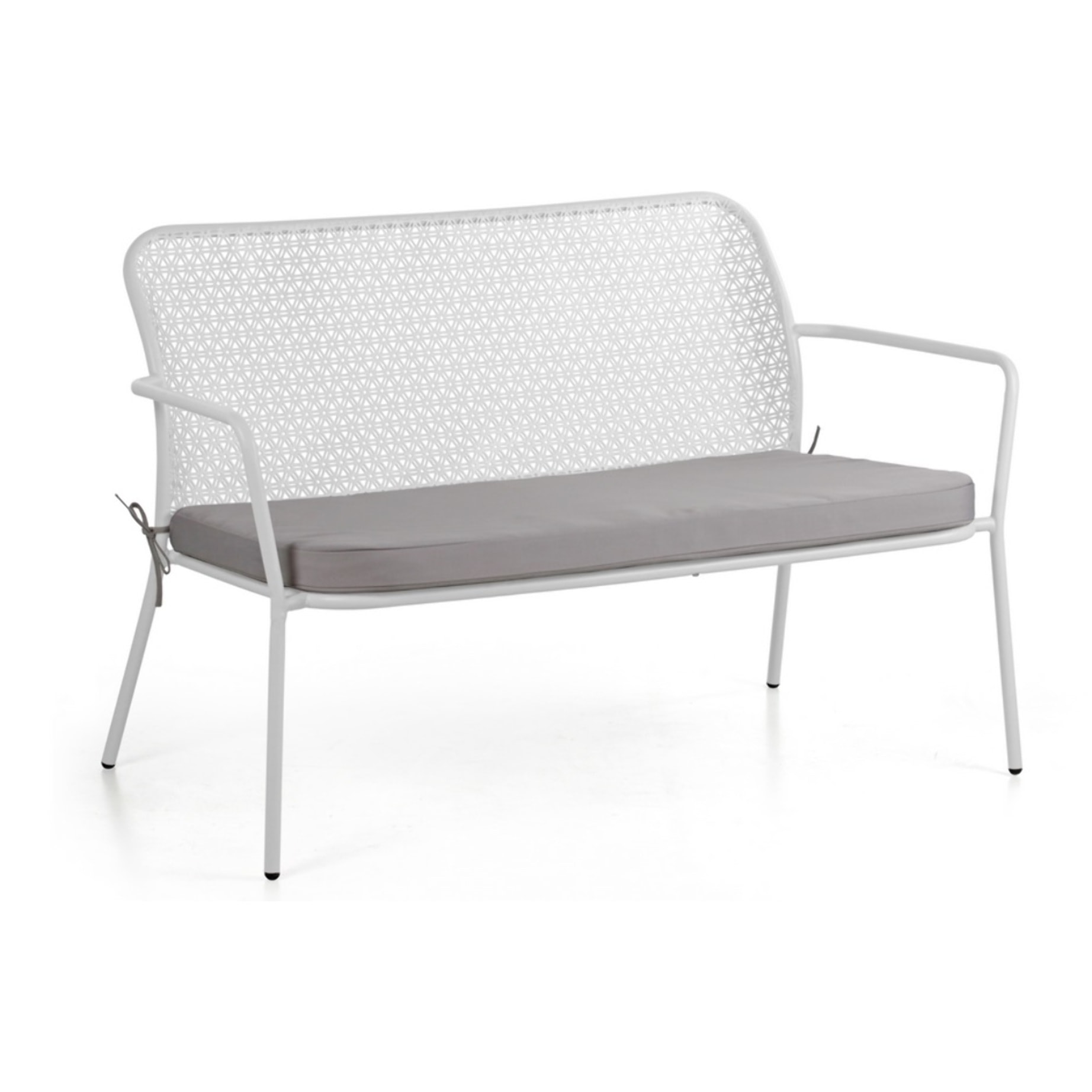 Set da giardino in acciaio con cuscini motivo floreale bianco - Daisy