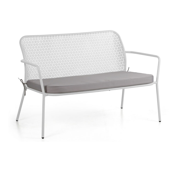 Set da giardino in acciaio con cuscini motivo floreale bianco - Daisy