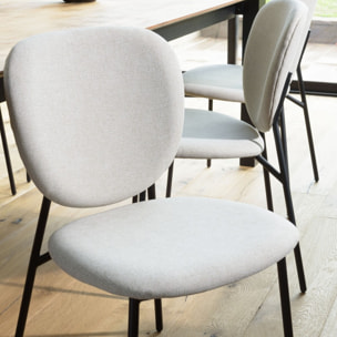 TOM - Lot de 2 chaises tissu écru pieds acier noir