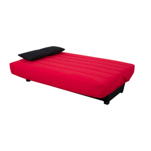 Canapé convertible Olivia, matelas Simmons, 130 x 190 cm, 2 coussins offerts, rouge