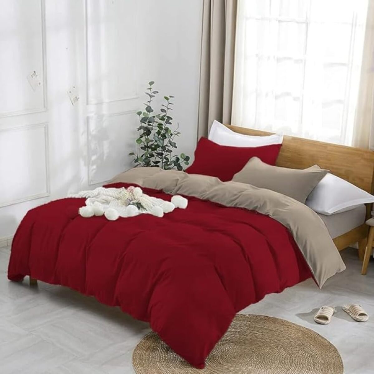 Parure Copripiumino Bicolore Singolo, Set Sacco Copripiumino in Cotone con Federe